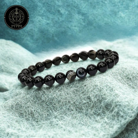 Black Banded Agate Onyx Bracelet - To Protect from Black Magic